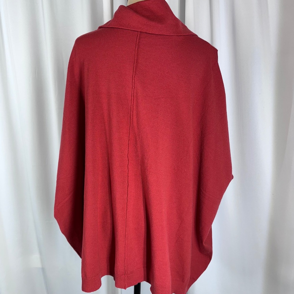 Variations Red Cowl Neck Poncho Sweater Pockets S/M Lagenlook Boho NEW W TAGS - Picture 3 of 9